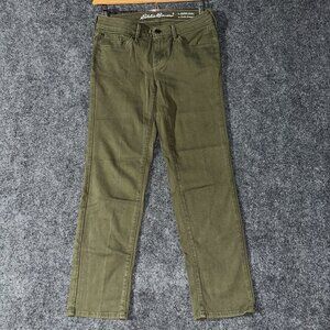 Eddie Bauer Pants Womens 8 Petite Green Cotton Stretch Chino Curvy Slim Straight
